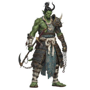 Green Oni Samurai Vinyl Car Decal Sticker – Waterproof & UV-Resistant 3.4133333333333336"