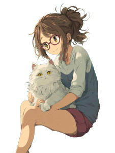 Anime Girl With Kitten V4 Vinyl Car Decal Sticker – Waterproof & UV-Resistant 8.213333333333333"