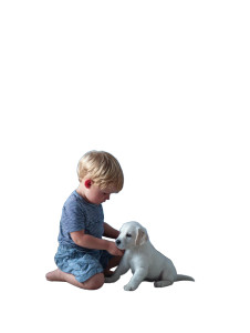 Baby With Puppy Vinyl Car Decal Sticker – Waterproof & UV-Resistant 8.213333333333333"