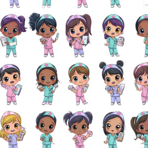 Chibi Nurse Pattern Vinyl Car Decal Sticker – Waterproof & UV-Resistant 3.4133333333333336"