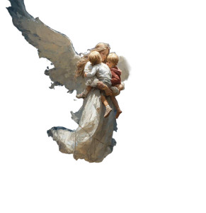 Angel With Children Vinyl Car Decal Sticker – Waterproof & UV-Resistant 3.52"