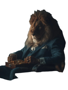 Lion In Suit V9 Vinyl Car Decal Sticker – Waterproof & UV-Resistant 8.213333333333333"