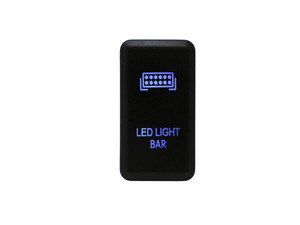 Cali Raised LED Multi Purpose Switch CR2394 12 Volt; Rocker; Rectangular; Blue Illumination; Black Housing; With LED Light Bar Logo
