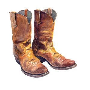 Cowboy Boots Watercolor Vinyl Car Decal Sticker – Waterproof & UV-Resistant 6.826666666666667"
