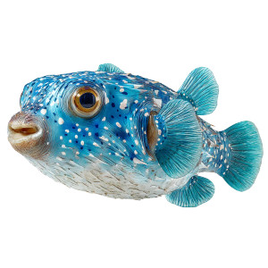 Blue Puffer Fish Vinyl Car Decal Sticker – Waterproof & UV-Resistant 6.826666666666667"