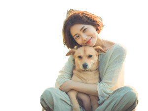 Korean Woman With Dog V3 Vinyl Car Decal Sticker – Waterproof & UV-Resistant 3.0933333333333333"