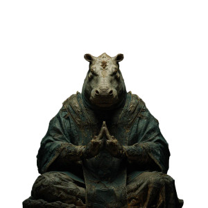 Sinister Hippo Meditator Vinyl Car Decal Sticker – Waterproof & UV-Resistant 6.826666666666667"