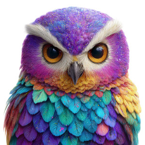Rainbow Glitter Owl Vinyl Car Decal Sticker – Waterproof & UV-Resistant 3.4133333333333336"