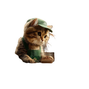 Barista Kitten Vinyl Car Decal Sticker – Waterproof & UV-Resistant 3.4133333333333336" Barista Kitten Vinyl Car Decal Sticker – Waterproof & UV-Resistant 3.4133333333333336"