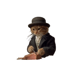 Dapper Cat Dining Vinyl Car Decal Sticker – Waterproof & UV-Resistant 3.4133333333333336"