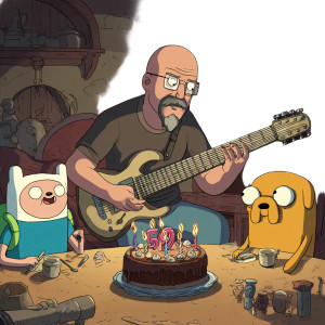 Guitarist With Cake Vinyl Car Decal Sticker – Waterproof & UV-Resistant 3.4133333333333336"