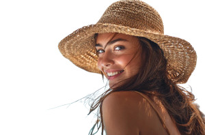 Smiling Yacht Woman Vinyl Car Decal Sticker – Waterproof & UV-Resistant 5.97333333333333
