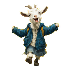 Happy School Goat Vinyl Car Decal Sticker – Waterproof & UV-Resistant 3.4133333333333336"