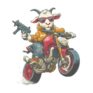 Goat On Ducati Vinyl Car Decal Sticker – Waterproof & UV-Resistant 6.826666666666667"