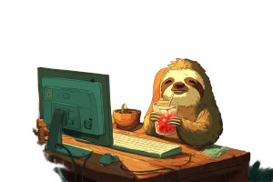 Sloth At Computer Vinyl Car Decal Sticker – Waterproof & UV-Resistant 2.986666666666667"