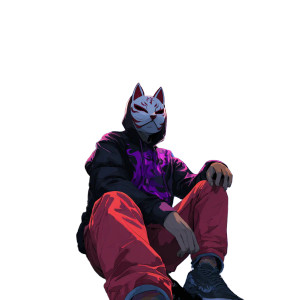 Kitsune Mask Man Vinyl Car Decal Sticker – Waterproof & UV-Resistant 3.4133333333333336"
