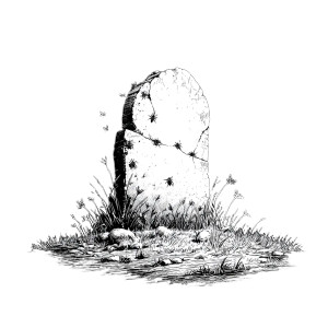 Gravestone With Bugs Vinyl Car Decal Sticker – Waterproof & UV-Resistant 3.4133333333333336"