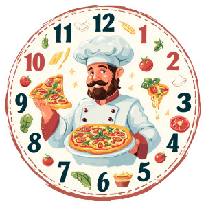 Chef Pizza Clock Vinyl Car Decal Sticker – Waterproof & UV-Resistant 3.4133333333333336"