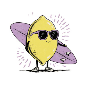 Surfing Lemon Design Vinyl Car Decal Sticker – Waterproof & UV-Resistant 3.4133333333333336"
