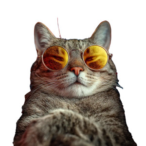 Cool Cat Relaxing V2 Vinyl Car Decal Sticker – Waterproof & UV-Resistant 3.4133333333333336"