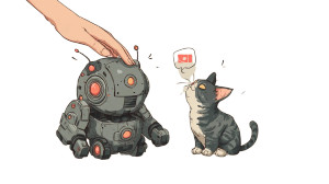 Robot Kitten Interaction Vinyl Car Decal Sticker – Waterproof & UV-Resistant 2.72"