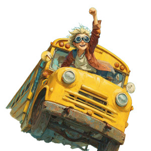 Flying School Bus Vinyl Car Decal Sticker – Waterproof & UV-Resistant 3.4133333333333336"