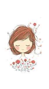 Happy Woman Flowers Vinyl Car Decal Sticker – Waterproof & UV-Resistant 9.706666666666667"