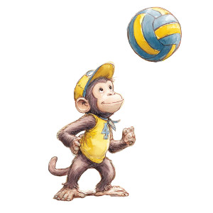Curious George Volleyball V2 Vinyl Car Decal Sticker – Waterproof & UV-Resistant 3.4133333333333336"