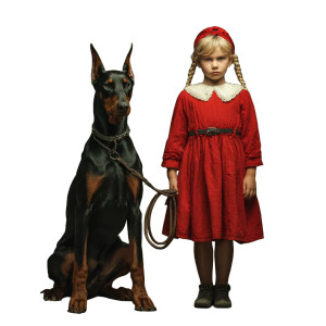 Girl With Doberman Vinyl Car Decal Sticker – Waterproof & UV-Resistant 3.4133333333333336"