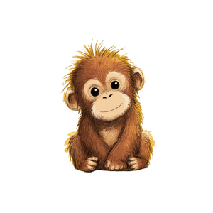 Baby Orangutan Illustration Vinyl Car Decal Sticker – Waterproof & UV-Resistant 3.4133333333333336"