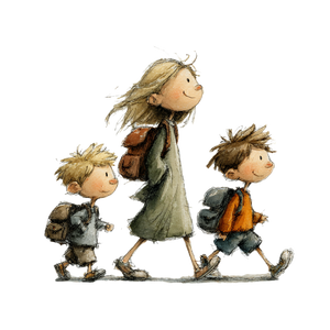 Children Walking Together Vinyl Car Decal Sticker – Waterproof & UV-Resistant 3.4133333333333336"