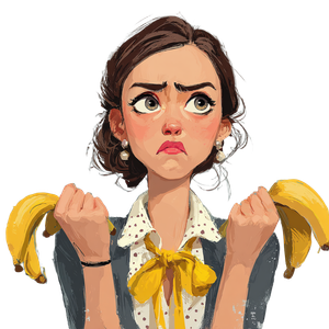 Upset Banana Girl Vinyl Car Decal Sticker – Waterproof & UV-Resistant 3.4133333333333336"