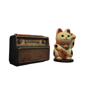 Waving Cat Radio Vinyl Car Decal Sticker – Waterproof & UV-Resistant 3.4133333333333336"