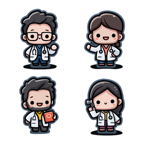 Cute Doctor Icons Vinyl Car Decal Sticker – Waterproof & UV-Resistant 3.4133333333333336"