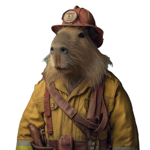 Firefighter Capibara Vinyl Car Decal Sticker – Waterproof & UV-Resistant 3.4133333333333336"