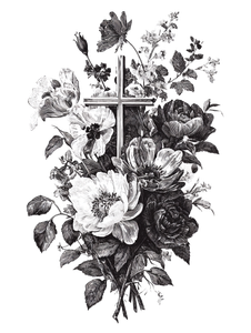 Floral Cross Bouquet Vinyl Car Decal Sticker – Waterproof & UV-Resistant 8.213333333333333"