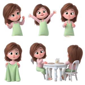 Pixar-Style Girl V24 Vinyl Car Decal Sticker – Waterproof & UV-Resistant 6.826666666666667"