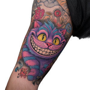 Cheshire Cat Tattoo V2 Vinyl Car Decal Sticker – Waterproof & UV-Resistant 3.4133333333333336"