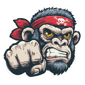 Angry Pirate Chimp Vinyl Car Decal Sticker – Waterproof & UV-Resistant 3.4133333333333336" Angry Pirate Chimp Vinyl Car Decal Sticker – Waterproof & UV-Resistant 3.4133333333333336"