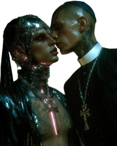Cyberpunk Priests Kissing Vinyl Car Decal Sticker – Waterproof & UV-Resistant 4.0"