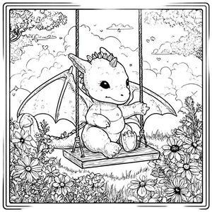 Baby Dragon Swing Vinyl Car Decal Sticker – Waterproof & UV-Resistant 3.4133333333333336"