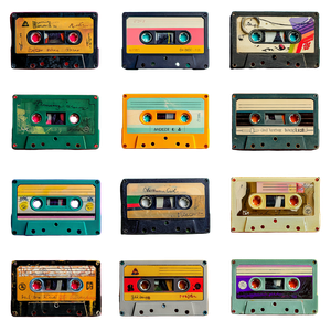 Retro Cassette Collage V2 Vinyl Car Decal Sticker – Waterproof & UV-Resistant 3.4133333333333336"