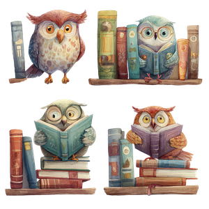 Reading Owls Vinyl Car Decal Sticker – Waterproof & UV-Resistant 6.826666666666667"