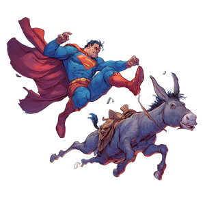 Superman Vs Donkey Vinyl Car Decal Sticker – Waterproof & UV-Resistant 3.4133333333333336"