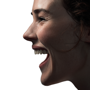 Laughing Woman Profile Vinyl Car Decal Sticker – Waterproof & UV-Resistant 3.4133333333333336"