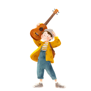 Yellow Boy Ukulele Vinyl Car Decal Sticker – Waterproof & UV-Resistant 3.4133333333333336"