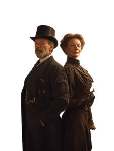 Victorian Travelers Portrait Vinyl Car Decal Sticker – Waterproof & UV-Resistant 4.1066666666666665"