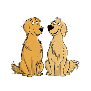 Cartoon Golden Retrievers Vinyl Car Decal Sticker – Waterproof & UV-Resistant 3.4133333333333336"