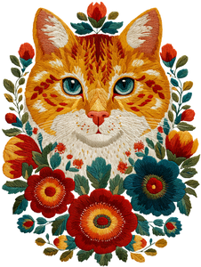 Embroidered Cat Flowers Vinyl Car Decal Sticker – Waterproof & UV-Resistant 8.213333333333333" Embroidered Cat Flowers Vinyl Car Decal Sticker – Waterproof & UV-Resistant 8.213333333333333"