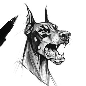Angry Doberman Tattoo Vinyl Car Decal Sticker – Waterproof & UV-Resistant 3.4133333333333336"